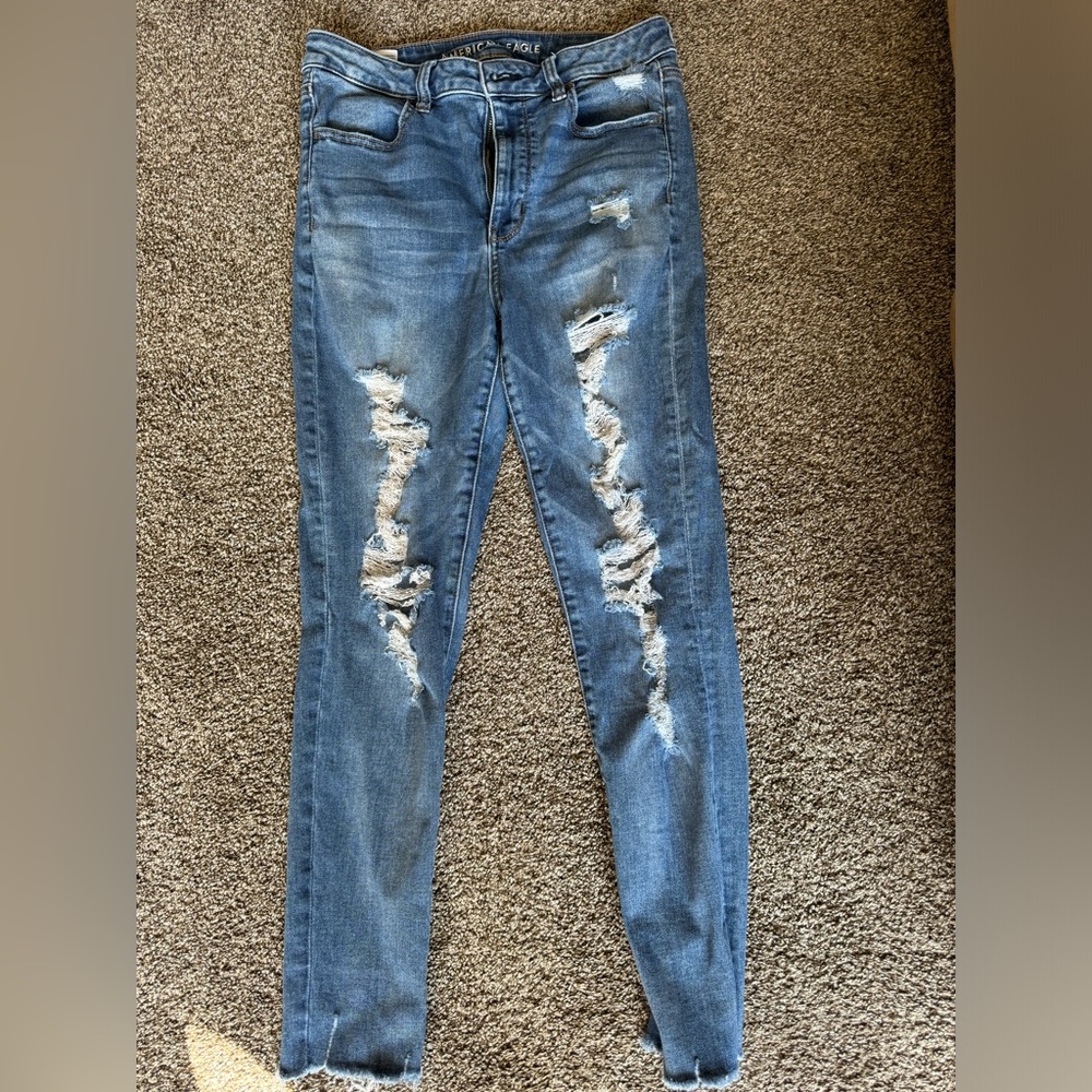 American eagle super hi-rise jeggings, like new, size 8 short